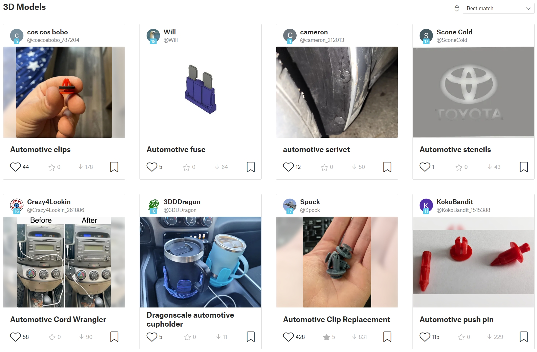 Druckbare 3D-Druck-Autoteile-STL-Dateien Printables 3D Printer Car Parts STL Files