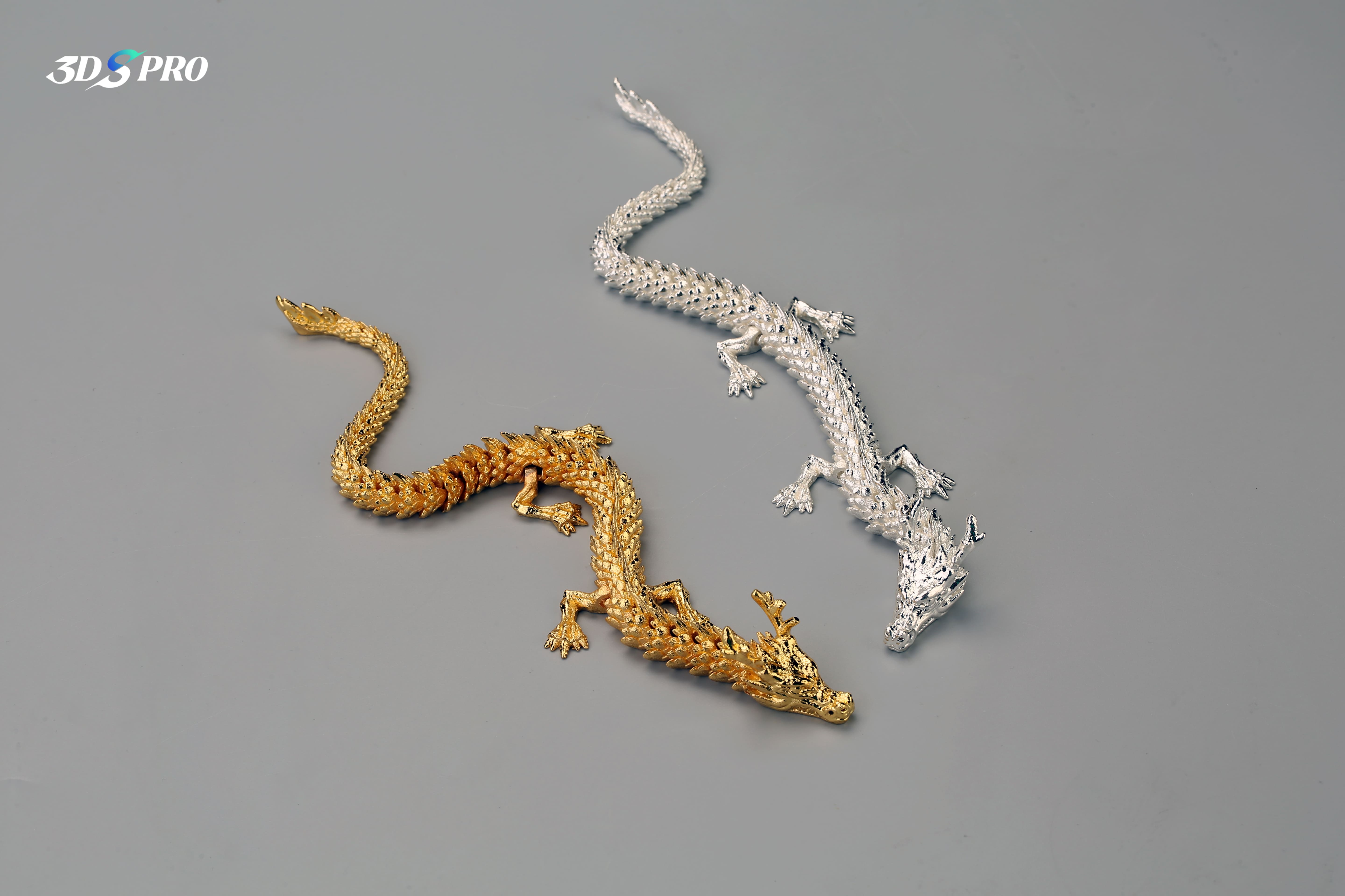 3D-gedruckter, beweglicher Drache aus Metall 3d printed articulated dragon_metal 3d printed